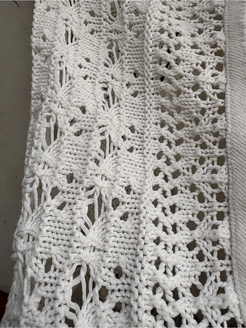 Tribal Jeans Cream Mixed Media Crochet Knit Detail Pullover Sweater Size XL - Picture 7 of 13